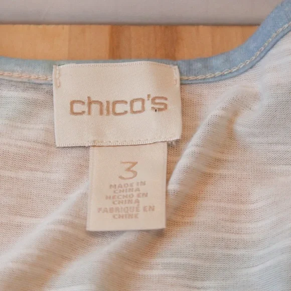 Chicoâs Tropical Beach Scene Sheer Blouse (Size 3 / XL) - Picture 10 of 12